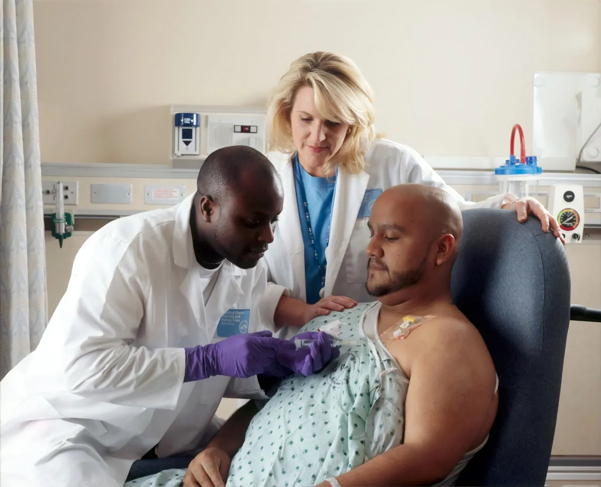 Medical professional preparing IV therapy treatment in Sherman Oaks Los Angeles