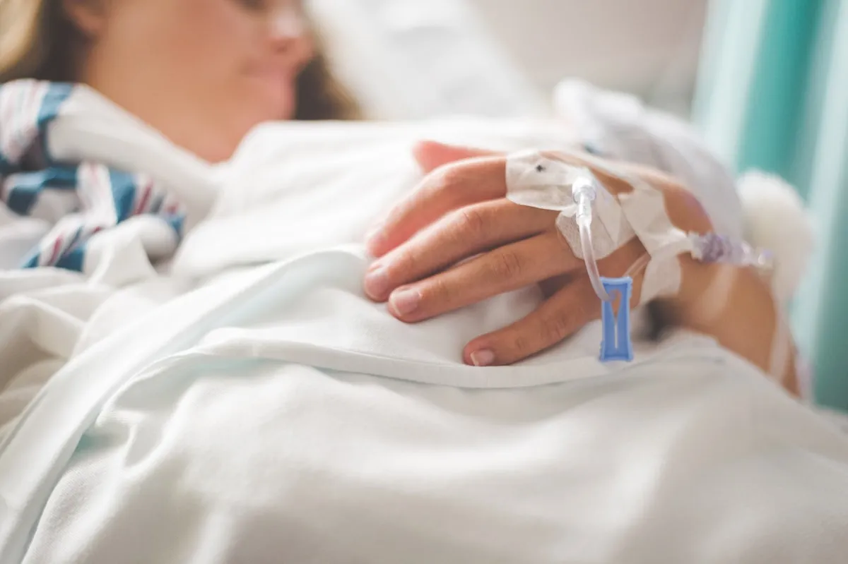 Hospital setting with IV equipment for dehydration treatment comparison